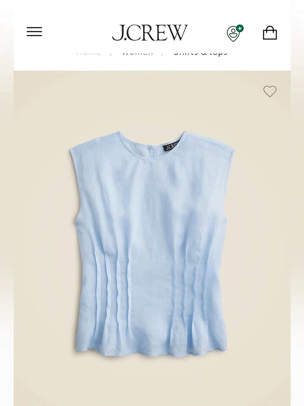 J. Crew Pale Blue Sleeveless Linen Top